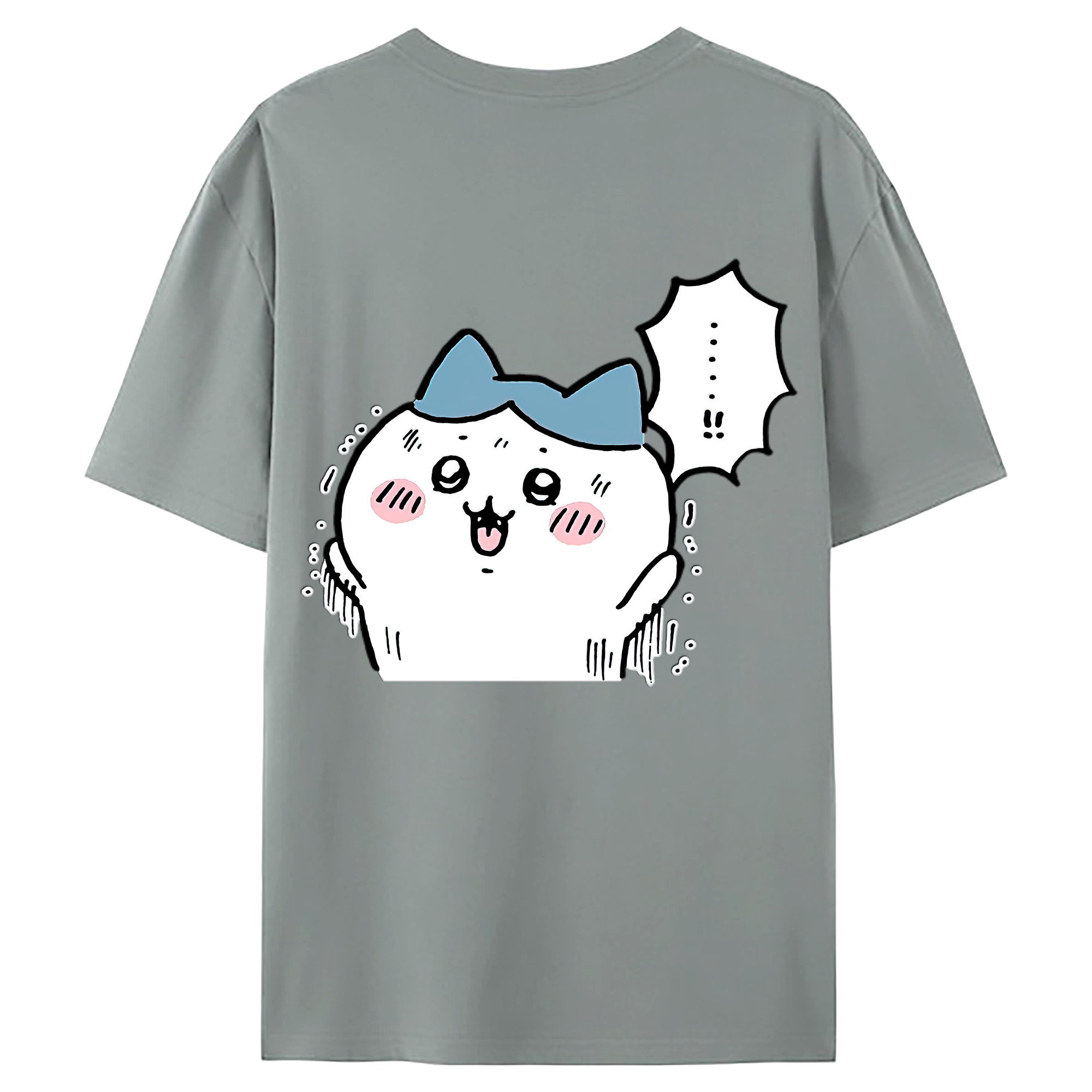 （画像用） ちいかわ ハチワレ Chii-kawa hachiware 綿100％ メンズ半袖Tシャツ（バックプリント） 通気性